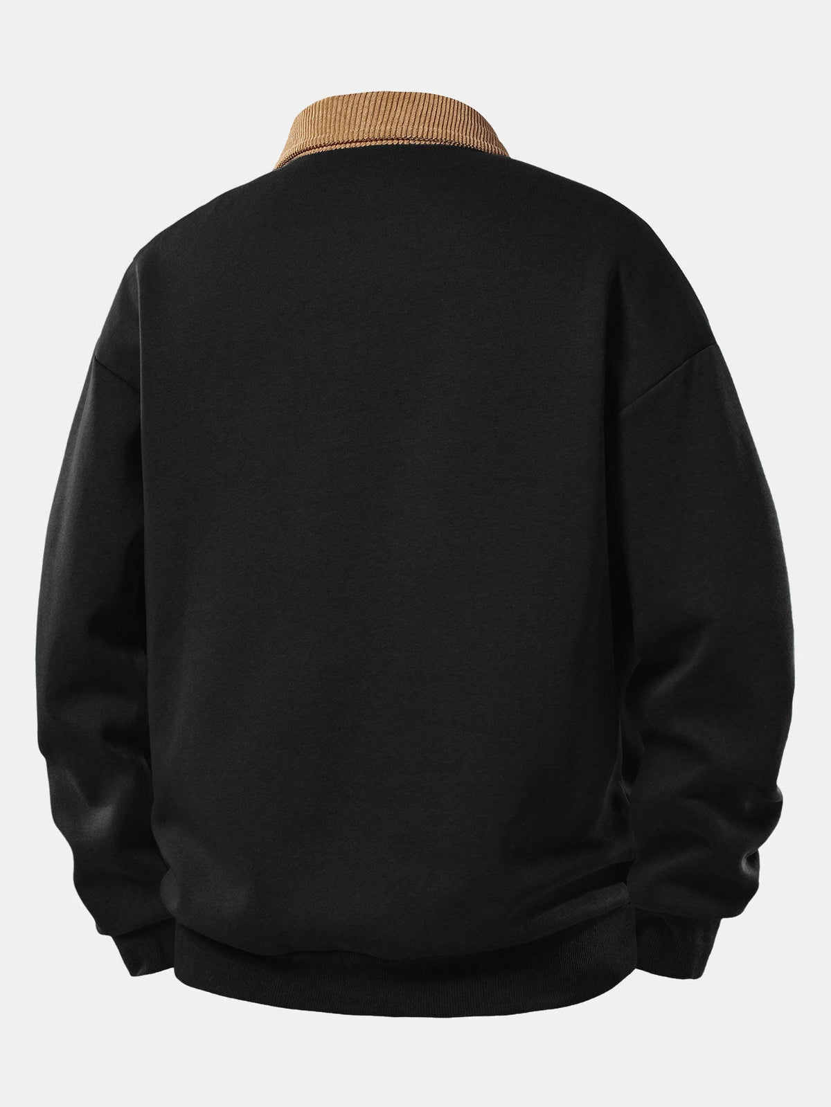 Sweat-shirt coupe décontractée pour homme à col polo en velours côtelé contrastant