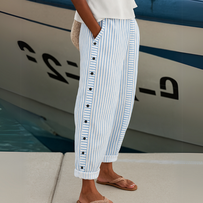 Cate | Pantalon boutonné à rayures élégant