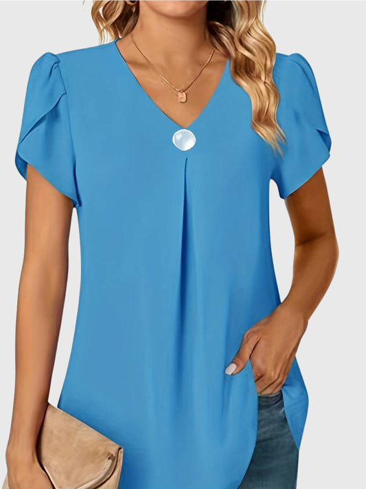 Basha | Blouse à manches courtes à volants avec un seul bouton