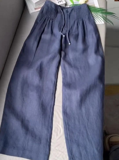 Camille | Pantalon large en mélange coton et lin