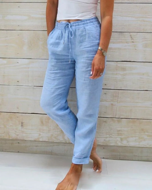 Allison - Pantalon tailleur luxueux en coton et lin