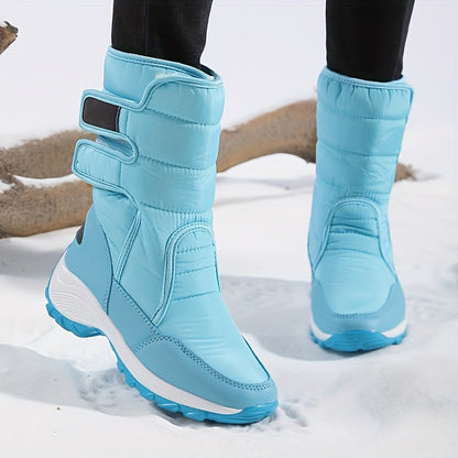 Bottes de neige mi-mollet matelassées à fermeture auto-agrippante pour femme