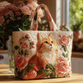 Sac artisanal - Chat roux aux roses