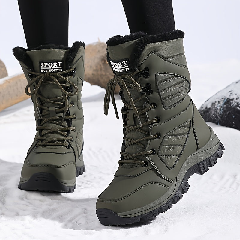 Women’s Plush-Lined Lug-Sole Lace-Up Snow Boots