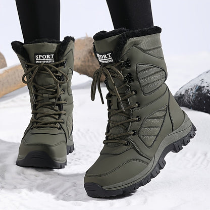 Women’s Plush-Lined Lug-Sole Lace-Up Snow Boots
