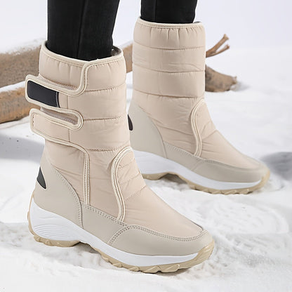 Bottes de neige mi-mollet matelassées à fermeture auto-agrippante pour femme