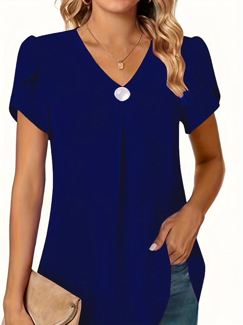 Basha | Blouse à manches courtes à volants avec un seul bouton
