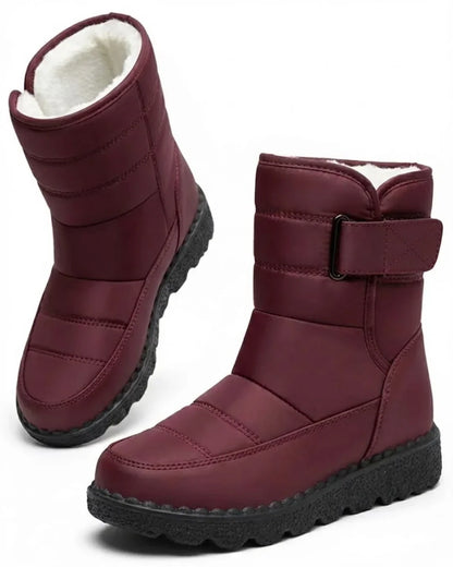 Bottes de neige matelassées à fermeture auto-agrippante et doublure en peluche pour femme