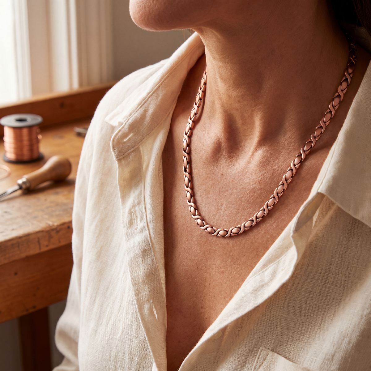 Collier en cuivre à maillons