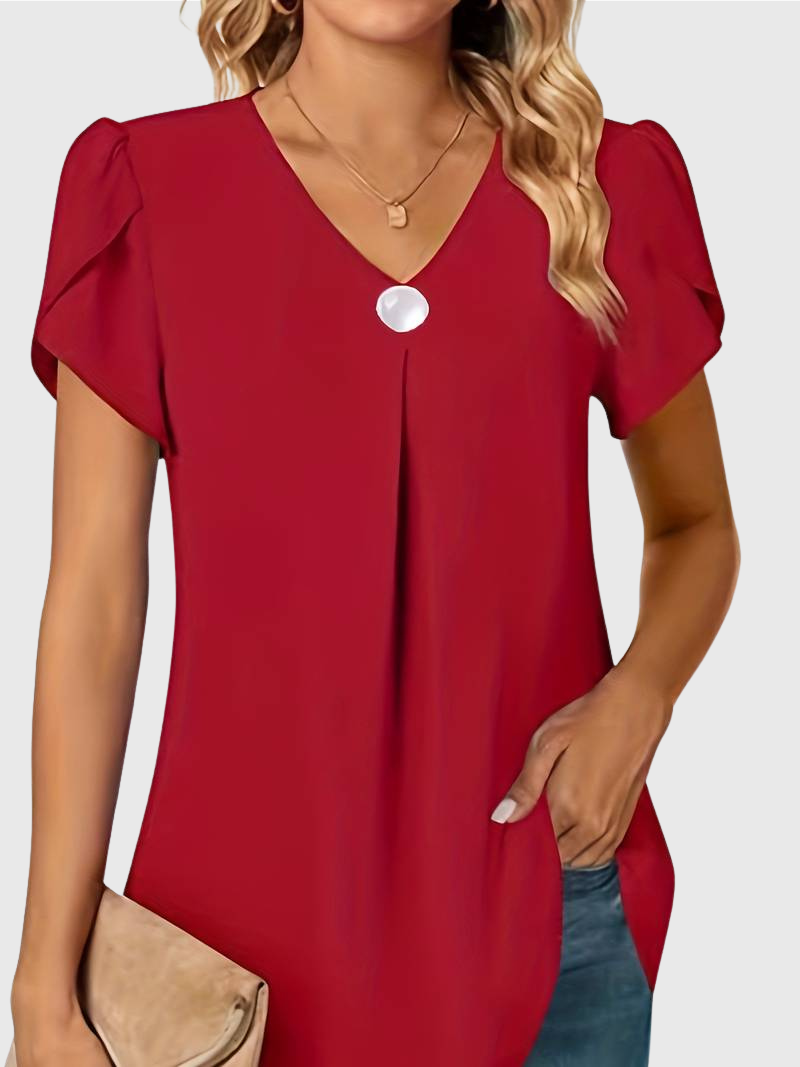 Basha | Blouse à manches courtes à volants avec un seul bouton