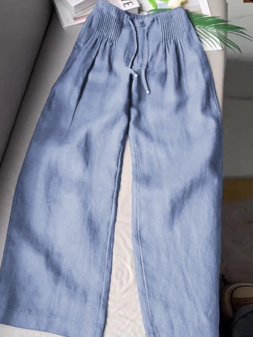 Camille | Pantalon large en mélange coton et lin