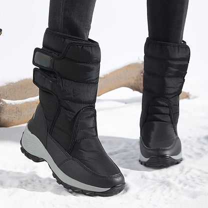 Bottes de neige mi-mollet matelassées à fermeture auto-agrippante pour femme