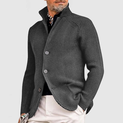Men’s Collared Long Sleeve Knit Cardigan
