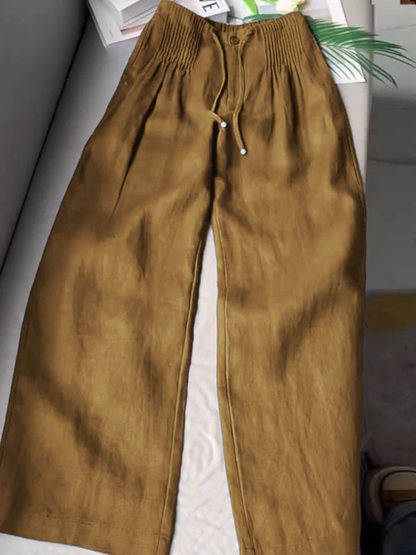 Camille | Pantalon large en mélange coton et lin