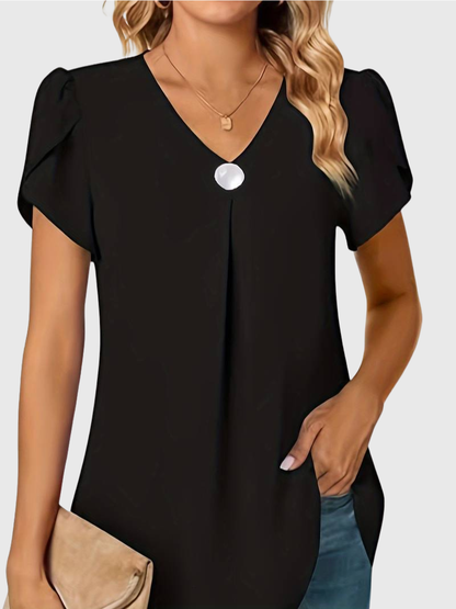 Basha | Blouse à manches courtes à volants avec un seul bouton
