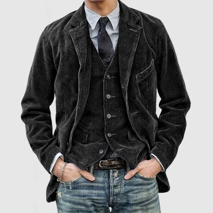 Men's Vintage Tailored Two Piece Blazer and Vest Set