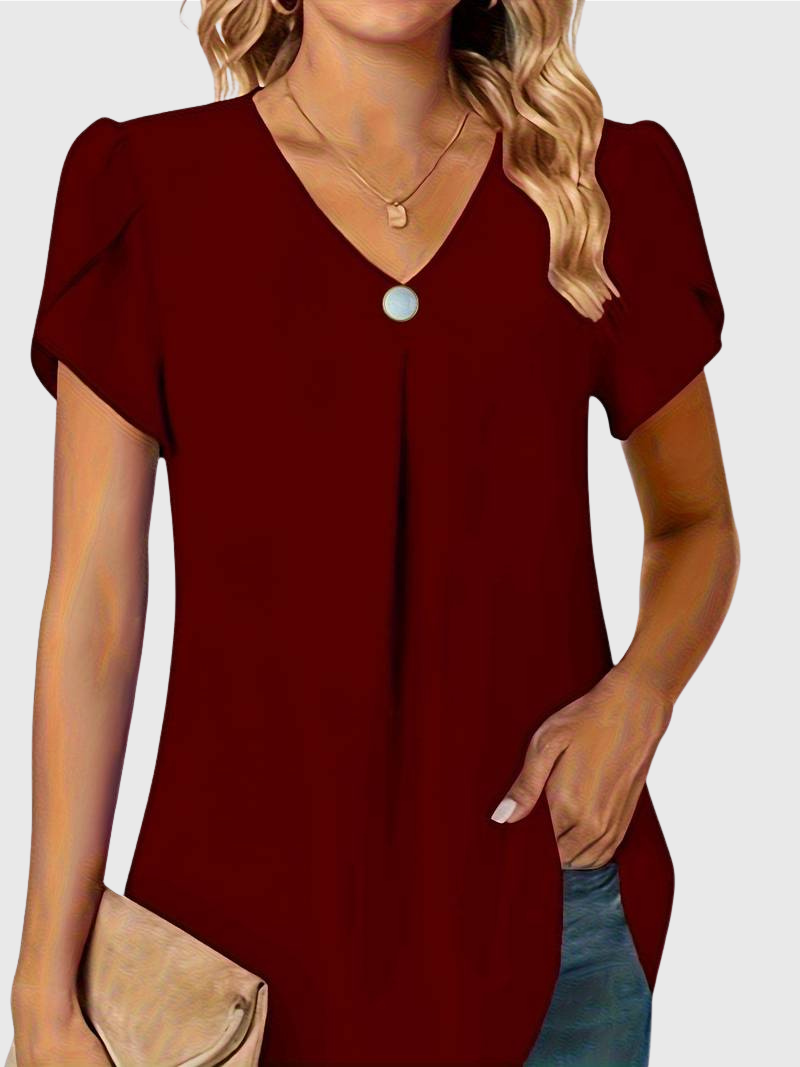 Basha | Blouse à manches courtes à volants avec un seul bouton