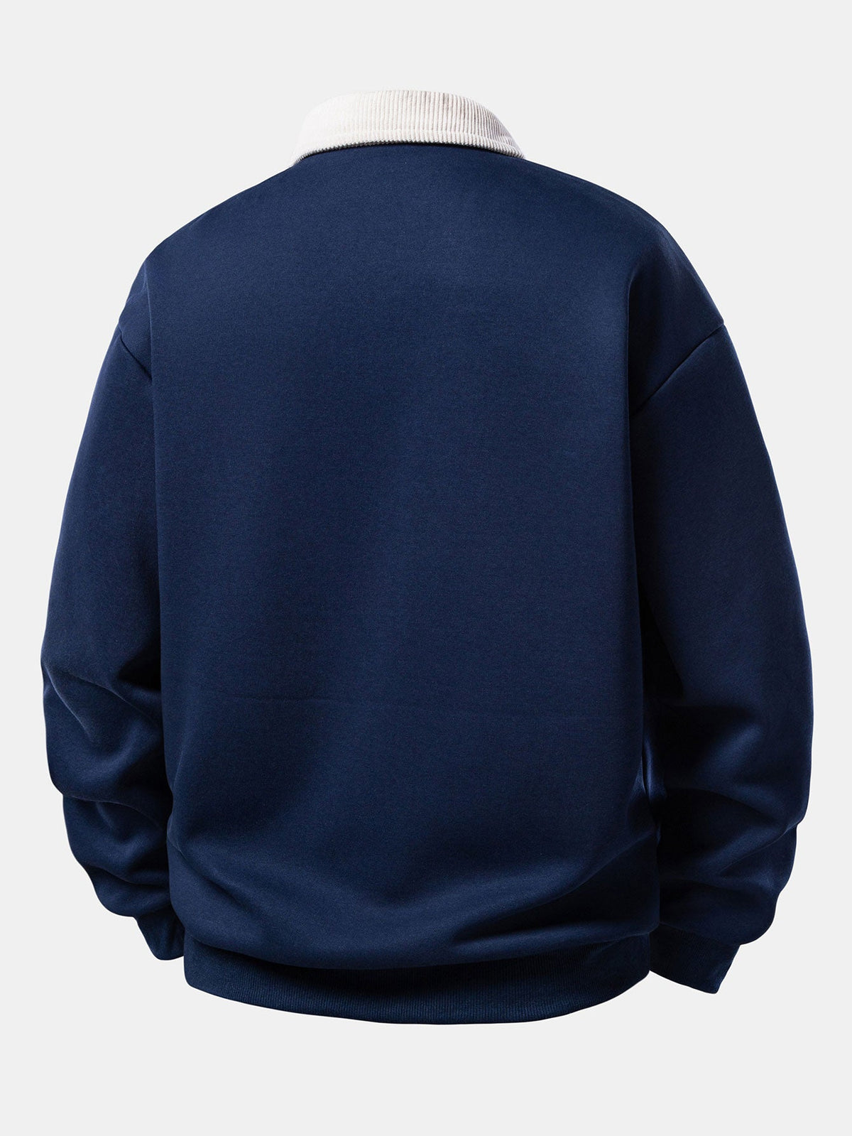 Sweat-shirt coupe décontractée pour homme à col polo en velours côtelé contrastant