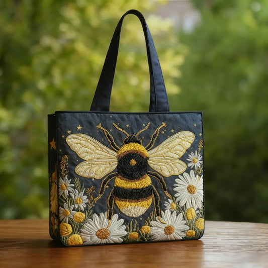 Sac artisanal - Abeille avec marguerites et étoiles