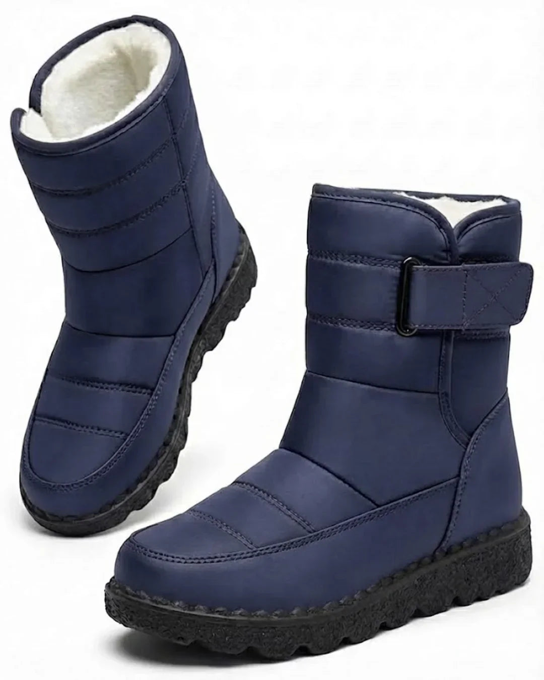 Bottes de neige matelassées à fermeture auto-agrippante et doublure en peluche pour femme