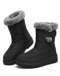 Bottes d’hiver pour femme à boucle et bordure en fausse fourrure