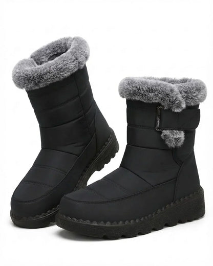 Bottes d’hiver pour femme à boucle et bordure en fausse fourrure