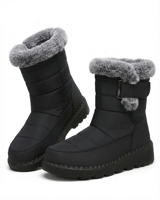 Bottes d’hiver pour femme à boucle et bordure en fausse fourrure