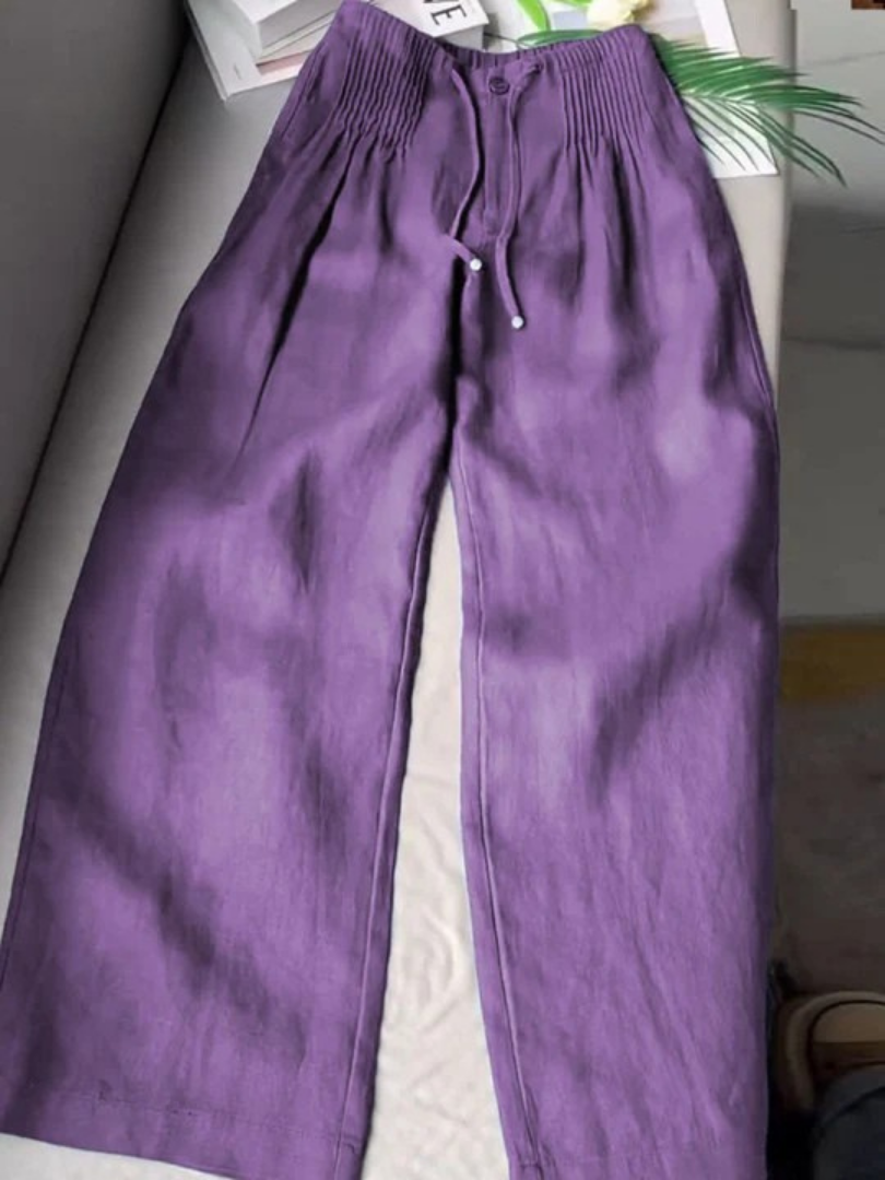Camille | Pantalon large en mélange coton et lin