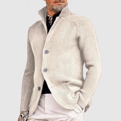 Men’s Collared Long Sleeve Knit Cardigan