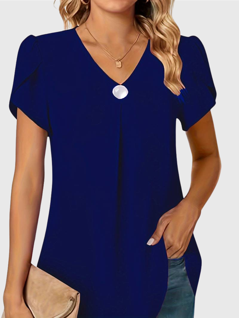 Basha | Blouse à manches courtes à volants avec un seul bouton