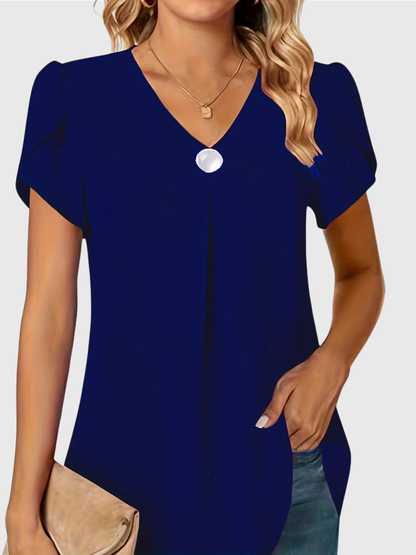 Basha | Blouse à manches courtes à volants avec un seul bouton