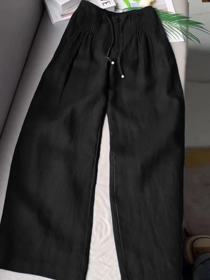Camille | Pantalon large en mélange coton et lin