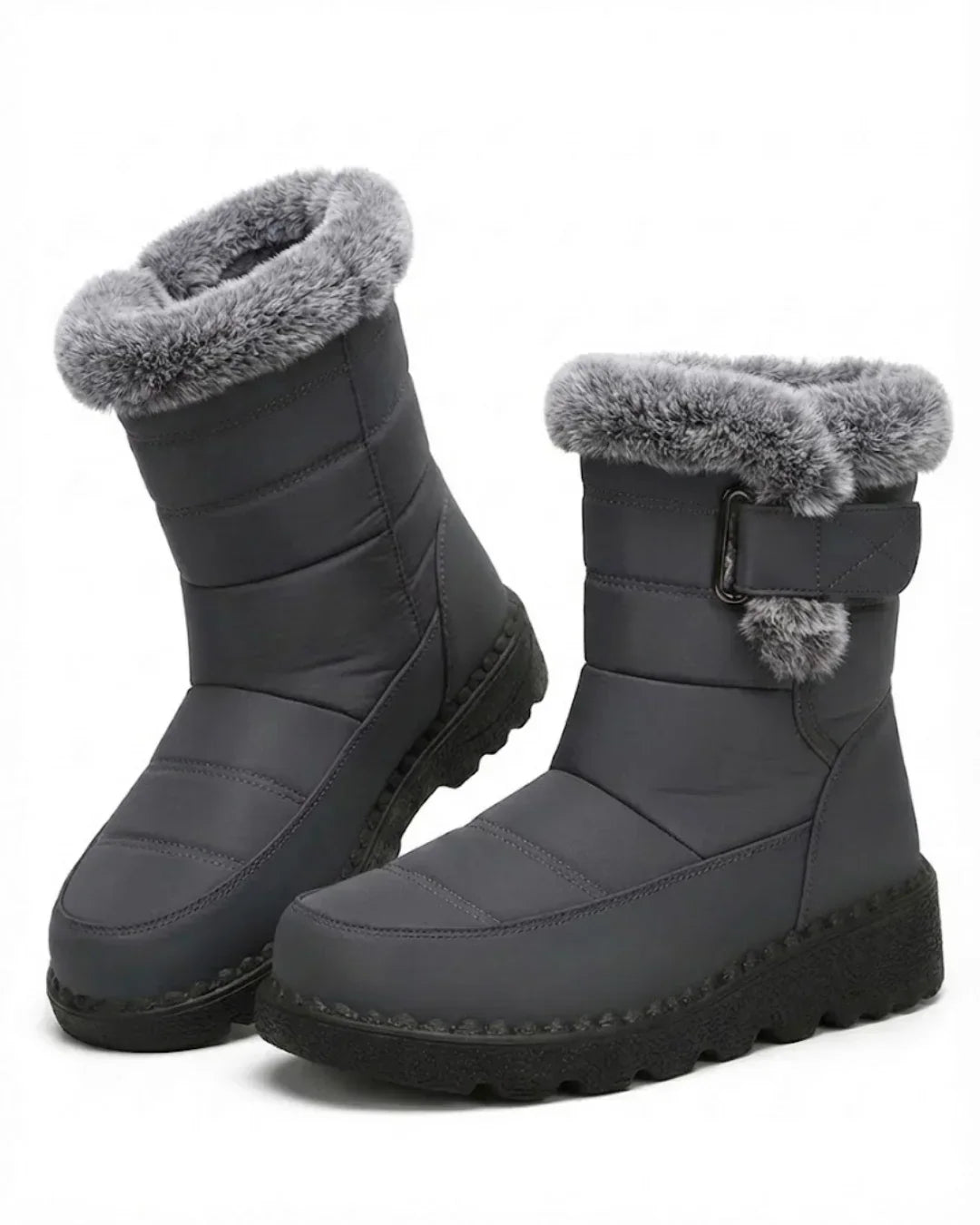 Bottes d’hiver pour femme à boucle et bordure en fausse fourrure