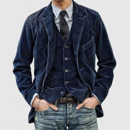 Men's Vintage Tailored Two Piece Blazer and Vest Set