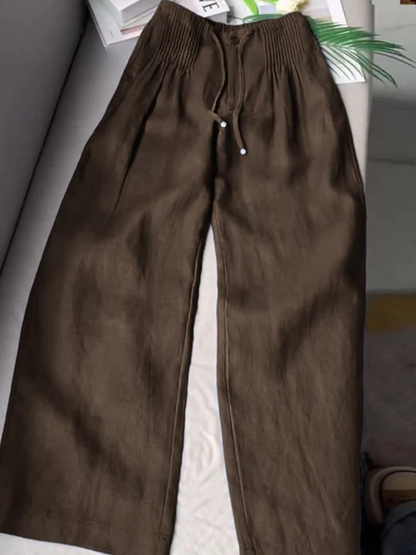 Camille | Pantalon large en mélange coton et lin