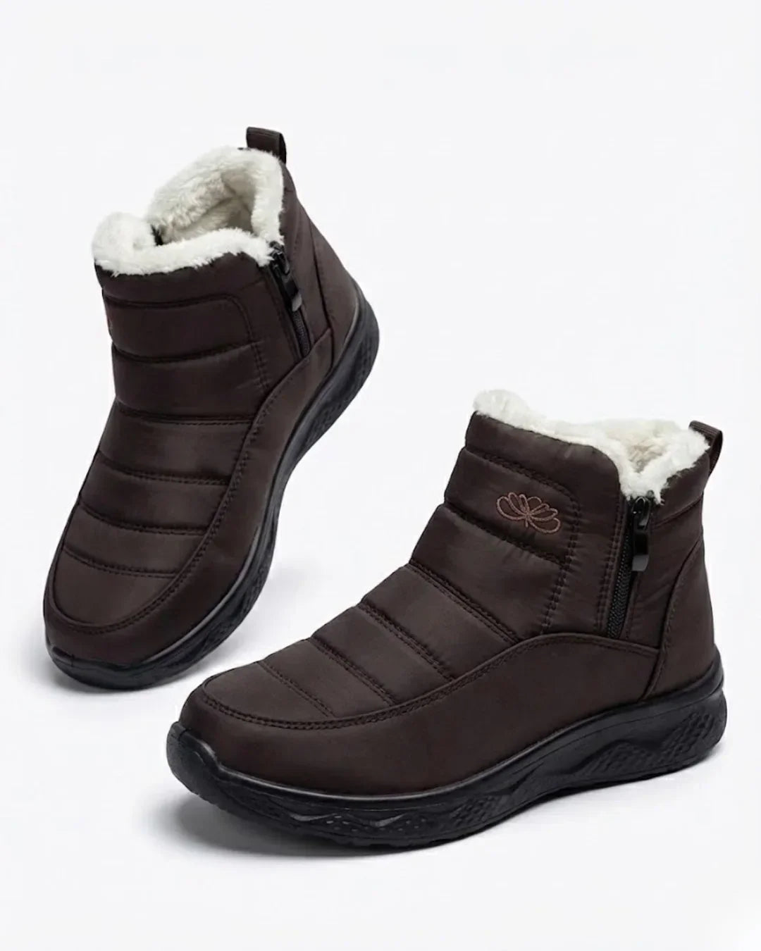 Bottines d’hiver matelassées à zip latéral pour femme