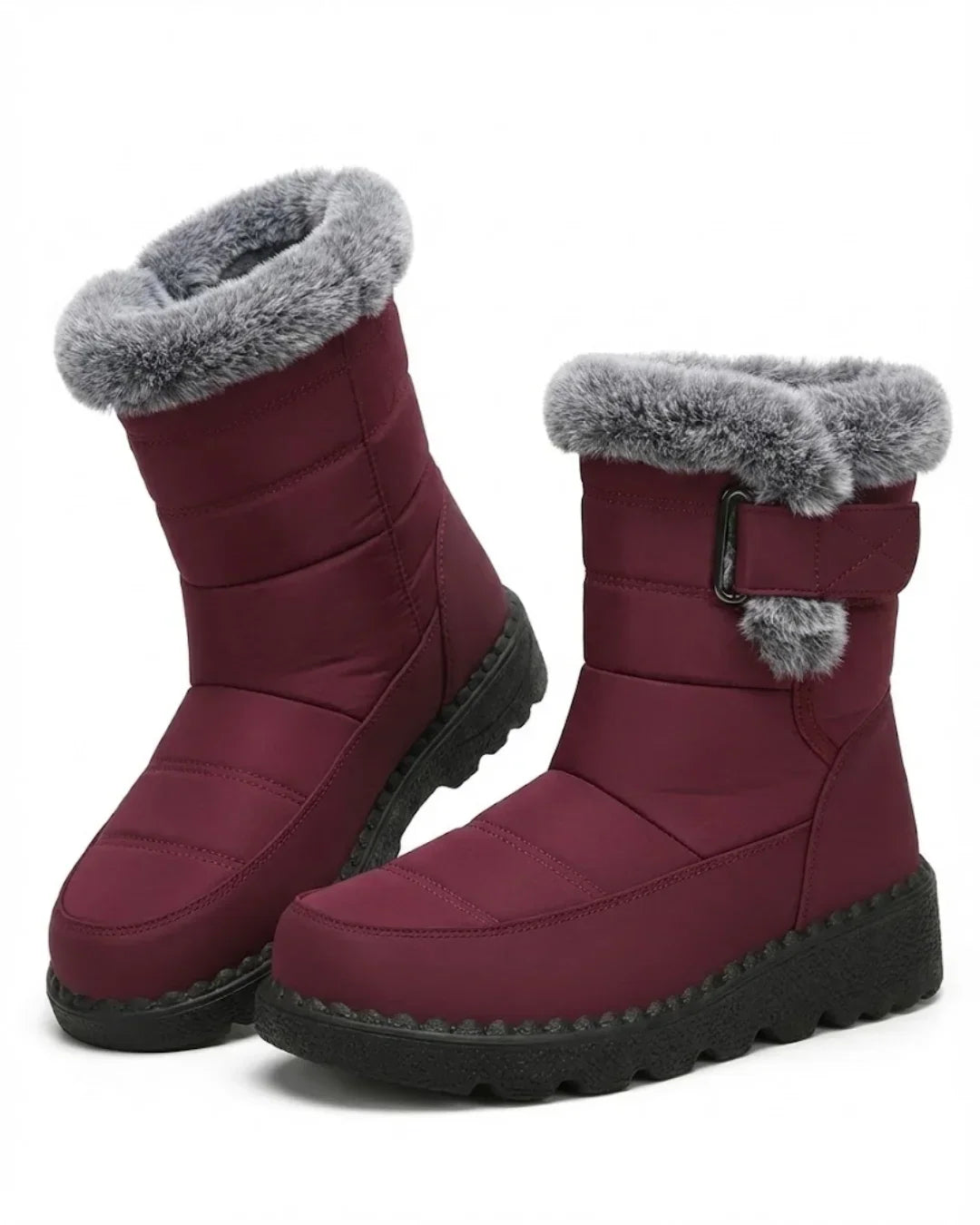Bottes d’hiver pour femme à boucle et bordure en fausse fourrure