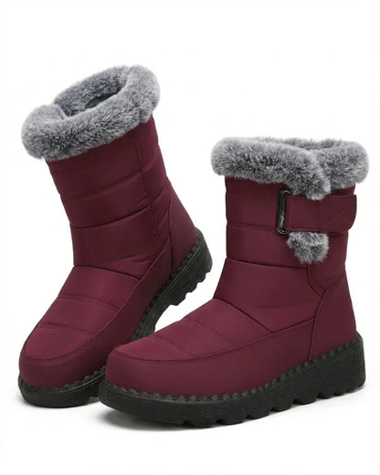 Bottes d’hiver pour femme à boucle et bordure en fausse fourrure