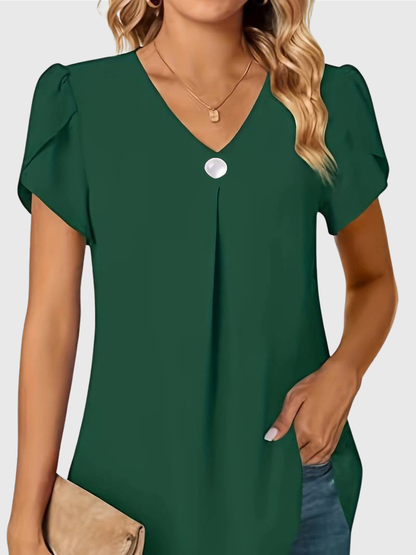 Basha | Blouse à manches courtes à volants avec un seul bouton