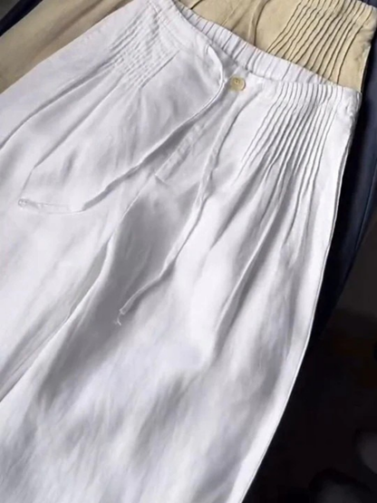 Camille | Pantalon large en mélange coton et lin