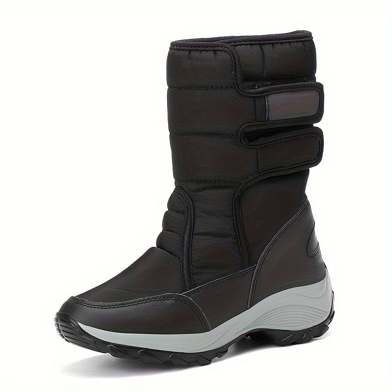 Bottes de neige mi-mollet matelassées à fermeture auto-agrippante pour femme
