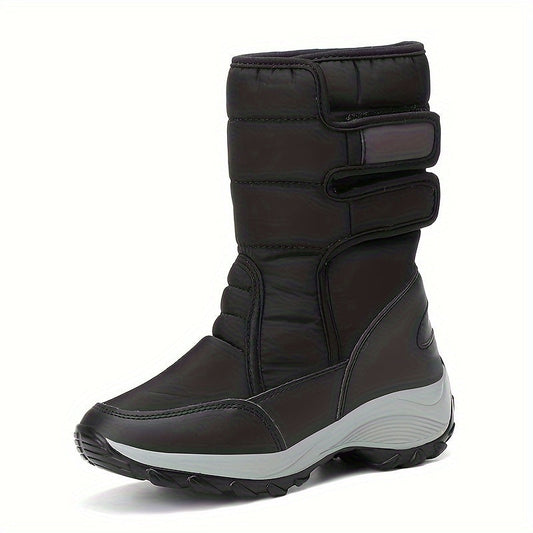 Bottes de neige mi-mollet matelassées à fermeture auto-agrippante pour femme