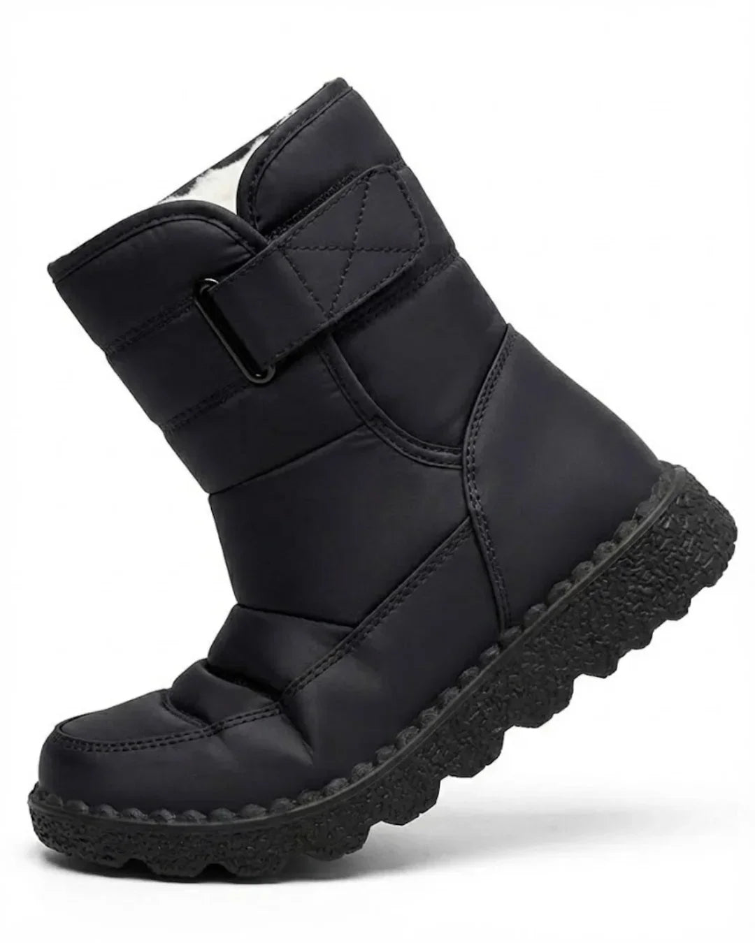 Bottes de neige matelassées à fermeture auto-agrippante et doublure en peluche pour femme
