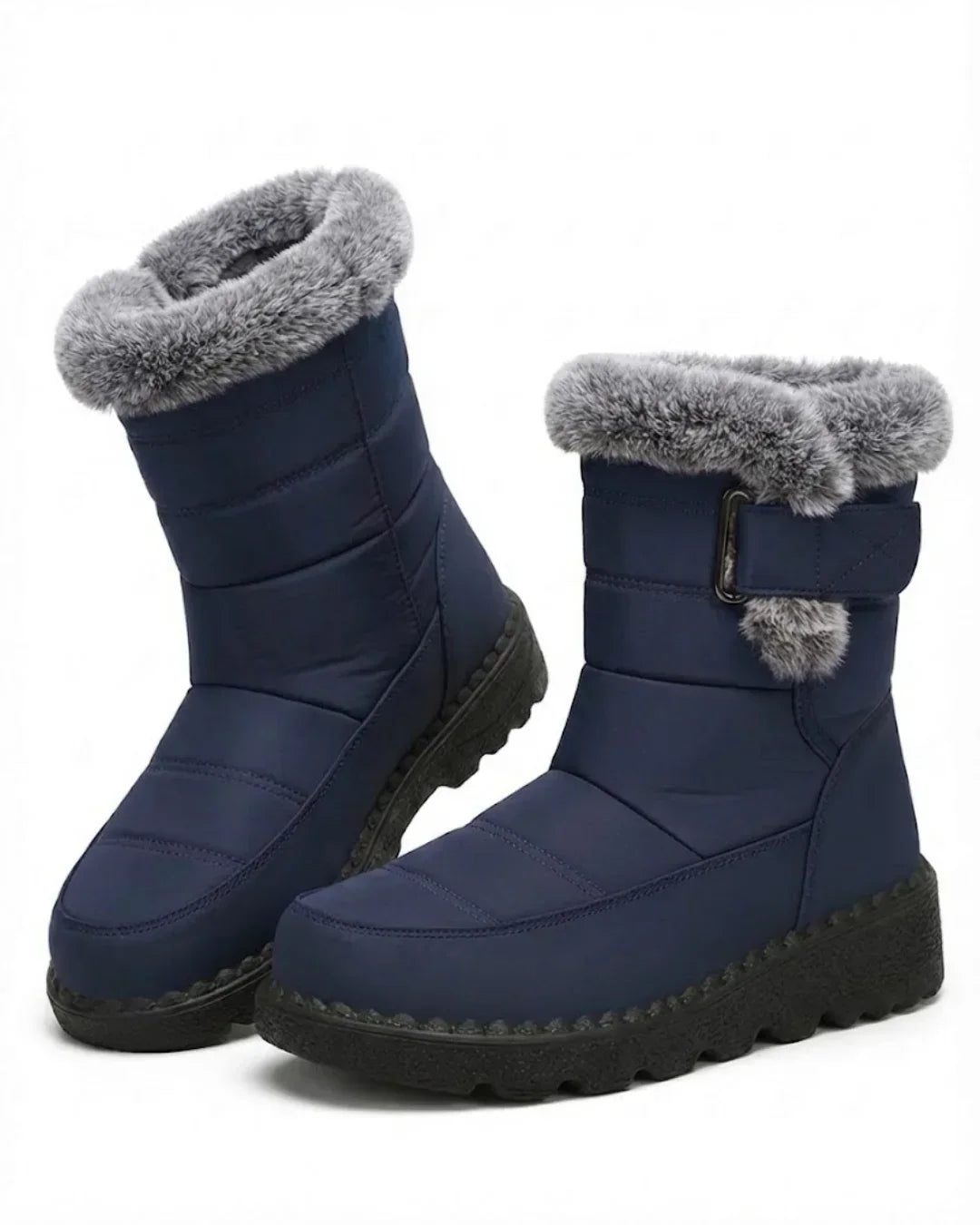 Bottes d’hiver pour femme à boucle et bordure en fausse fourrure