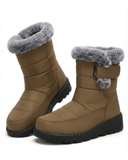 Bottes d’hiver pour femme à boucle et bordure en fausse fourrure