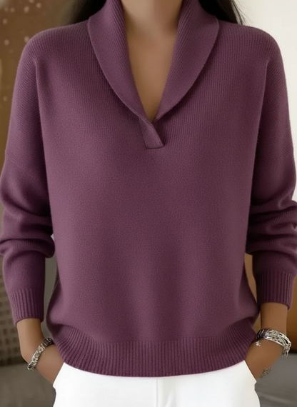 Pull en maille à col en V pour femme