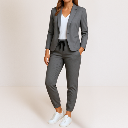 Ensemble tailleur deux pièces blazer et pantalon pour femme