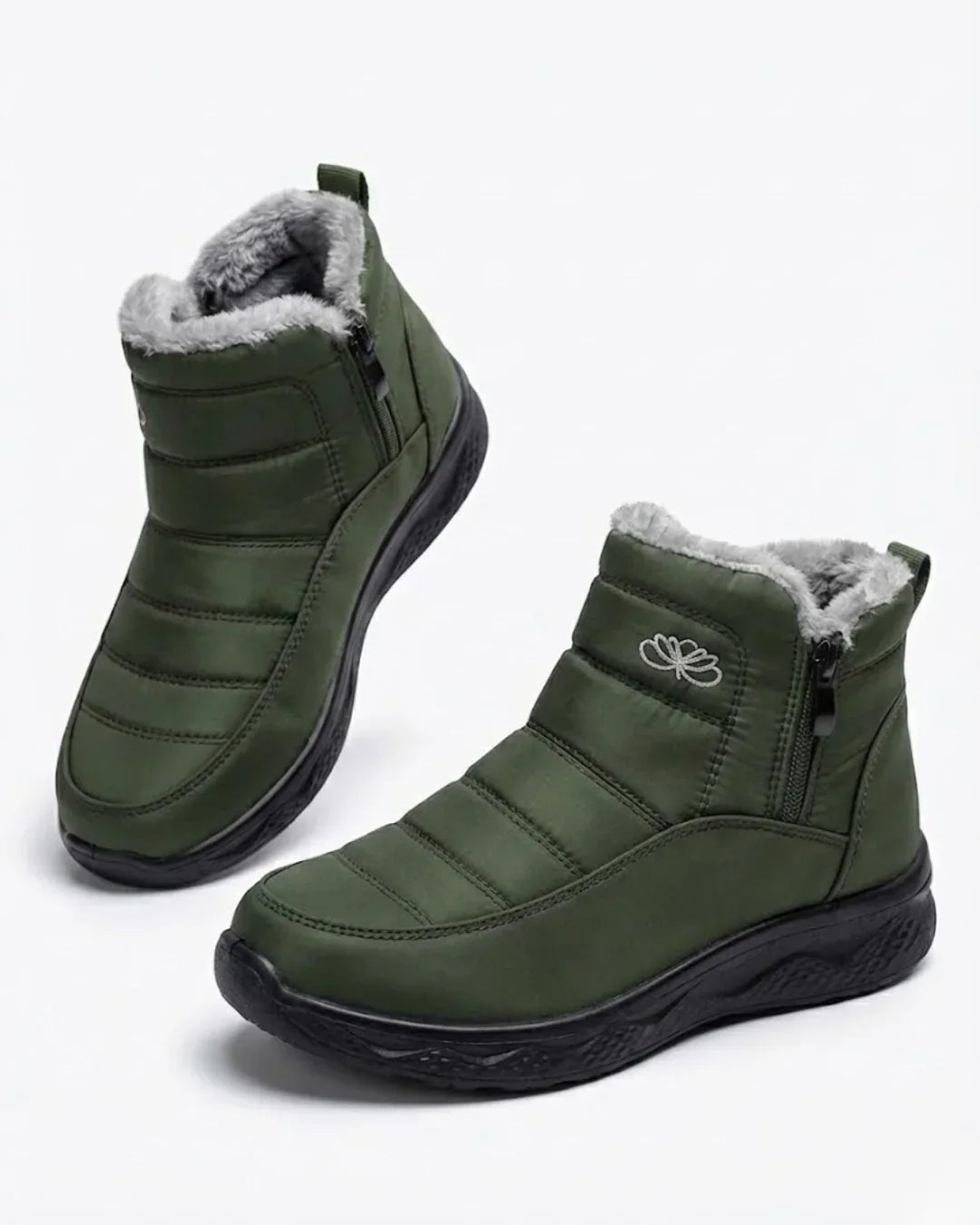 Bottines d’hiver matelassées à zip latéral pour femme