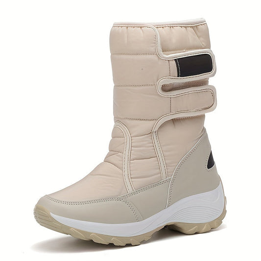 Bottes de neige mi-mollet matelassées à fermeture auto-agrippante pour femme
