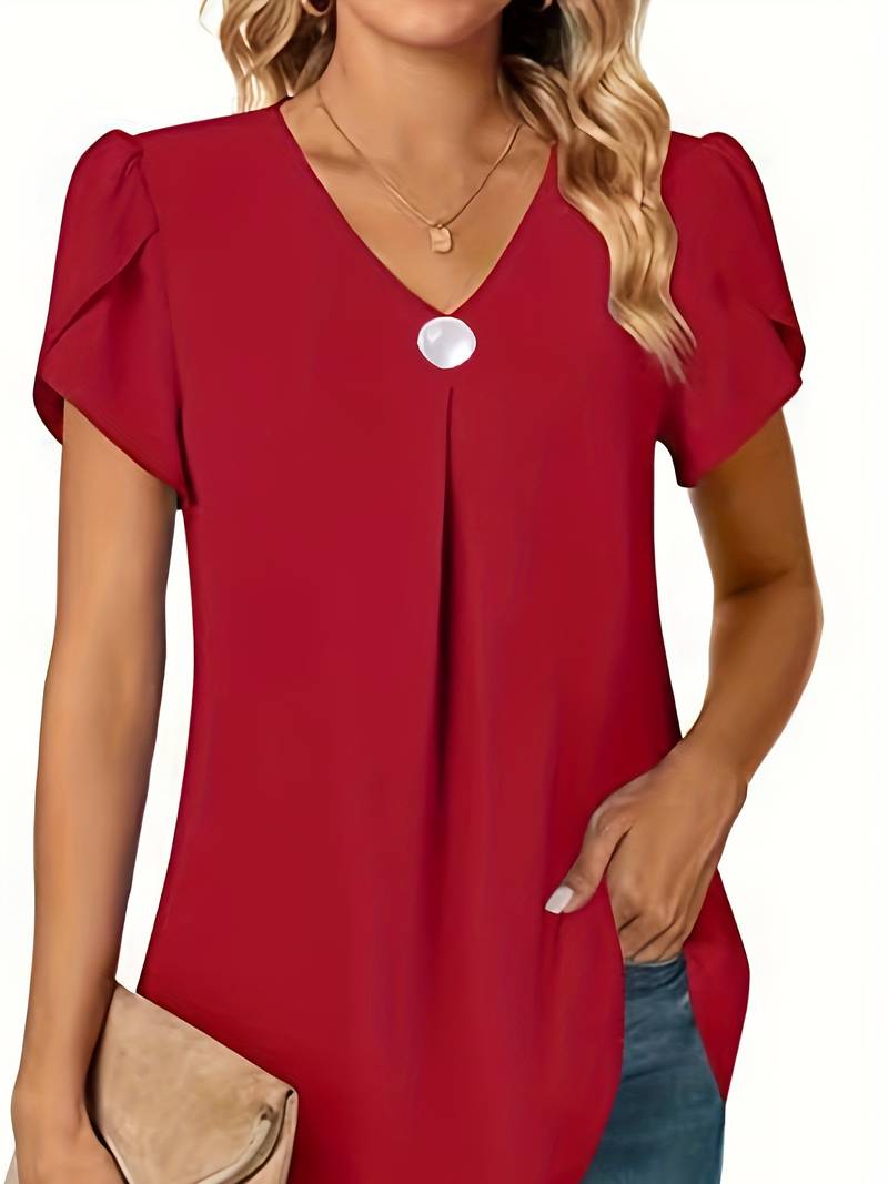 Basha | Blouse à manches courtes à volants avec un seul bouton